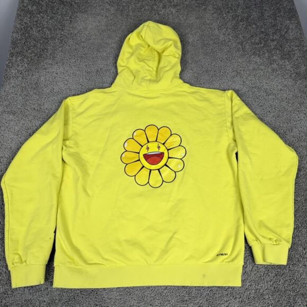 J Balvin X Takashi Murakami Hoodie Mens 2XL Flower Smiley Pullover Sweatshirt